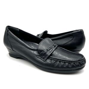 SAS Easier Slip On Loafer Black Leather Size 8.5N